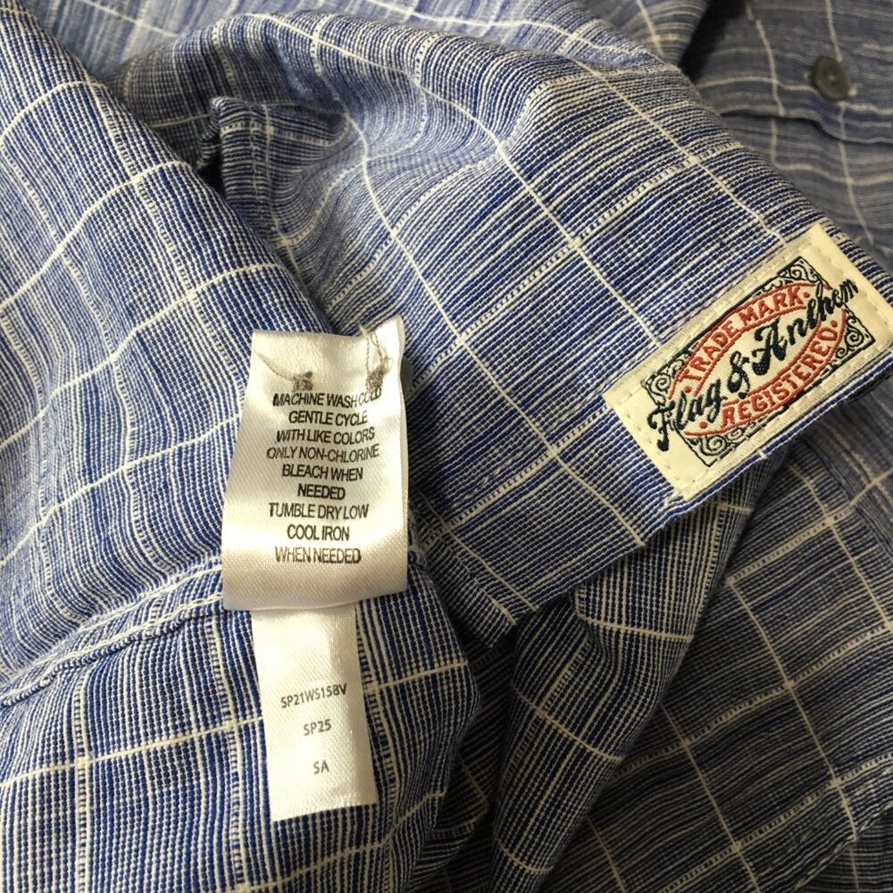 Flag & Anthem Men's Blue Plaid Button Up Long Sleeve Shirt-M,NWT - Picture 4 of 6